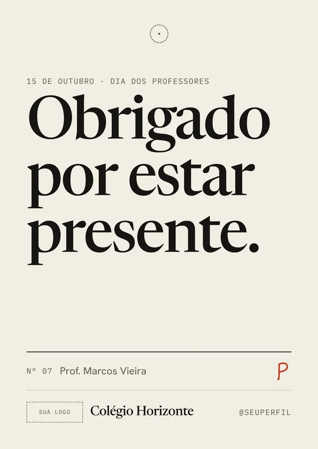 Cartão A6 tag de mimo Dia dos Professores para imprimir: frente e verso com furo marcado