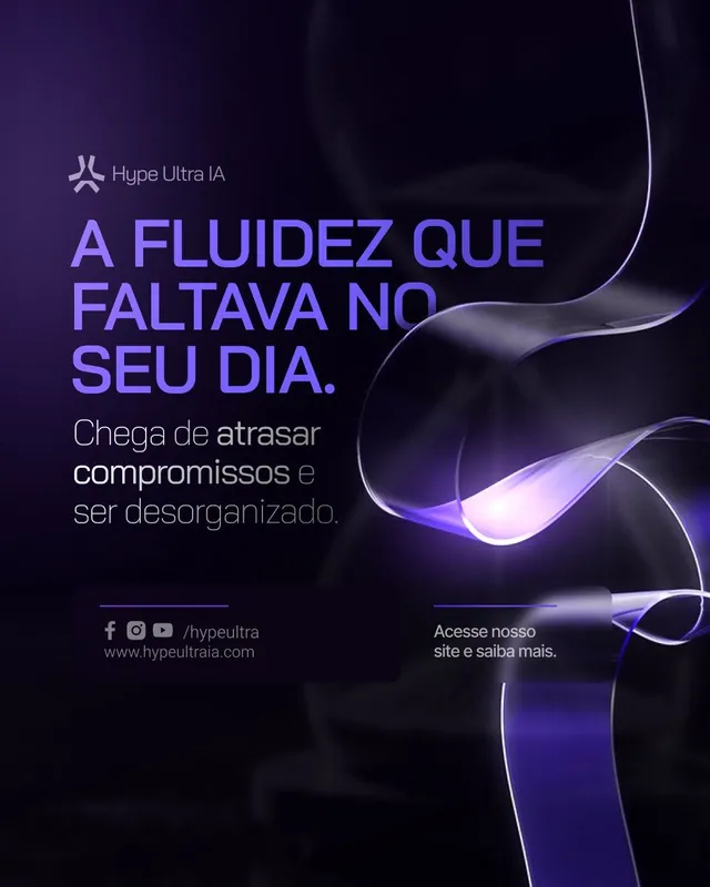 Post SaaS de IA neon: "A fluidez que faltava no seu dia" com fita de vidro (feed)