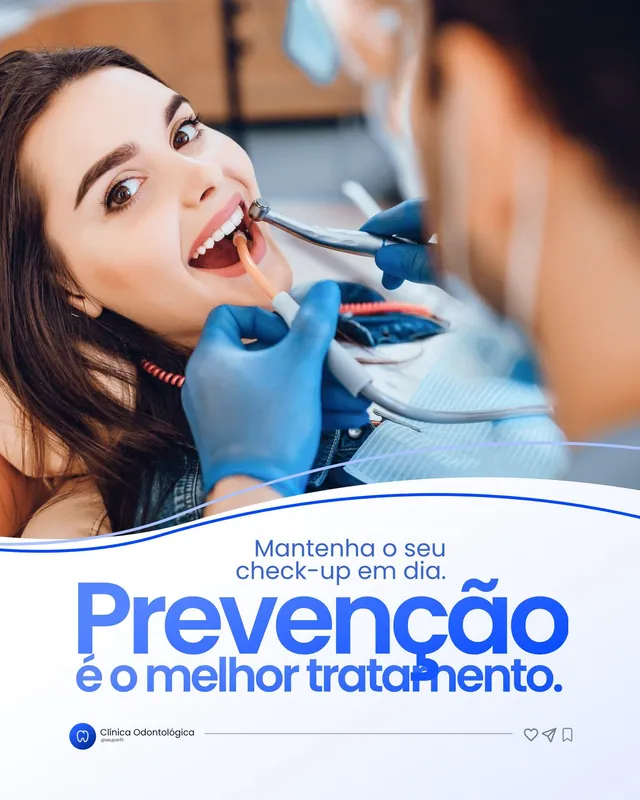Post clínica odontológica: "Prevenção é o melhor tratamento" com foto de atendimento (feed)