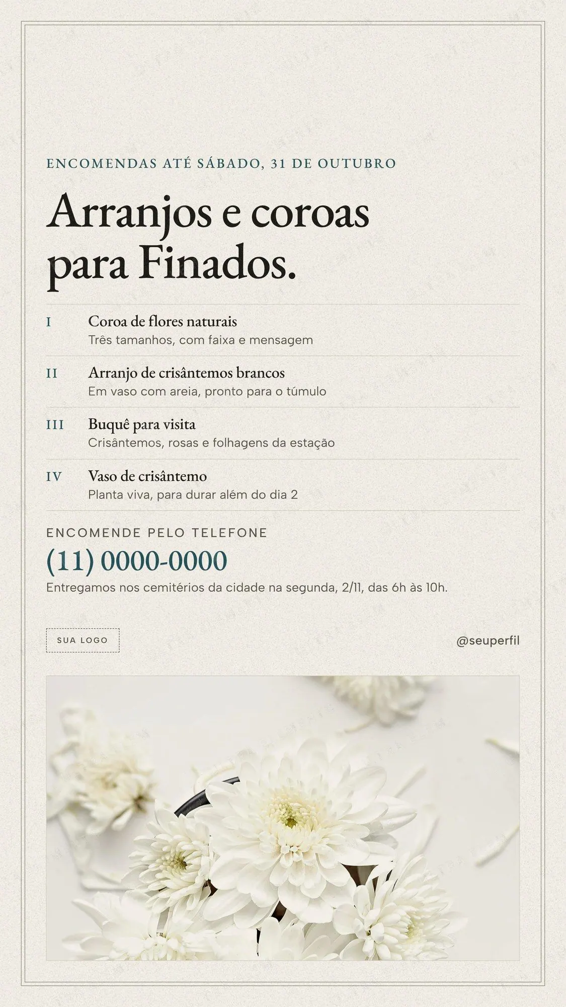 Story Arranjos e coroas para Finados: encomendas da floricultura até 31/10, foto clara e escura — imagem 1 de 2