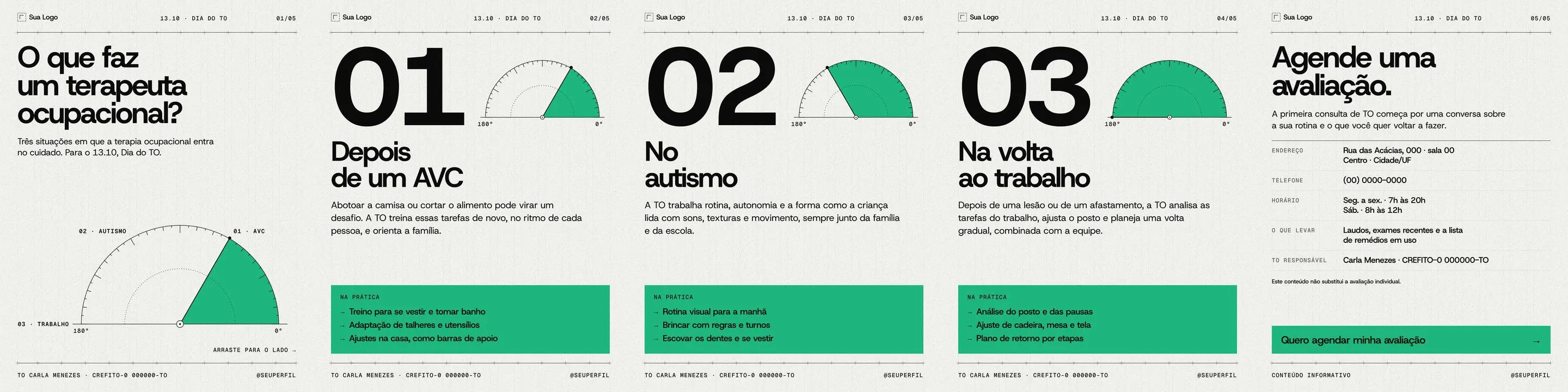 Carrossel O que faz um terapeuta ocupacional: AVC, autismo e volta ao trabalho (5 slides)