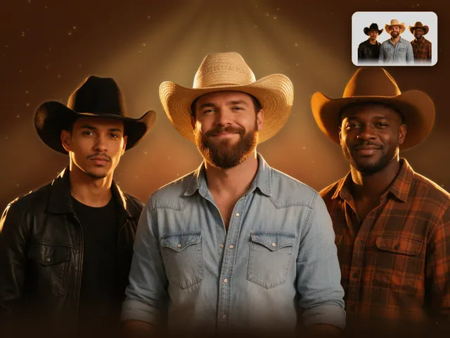 PNG trio sertanejo de chapéu recortado em grupo com contraluz de pôr do sol