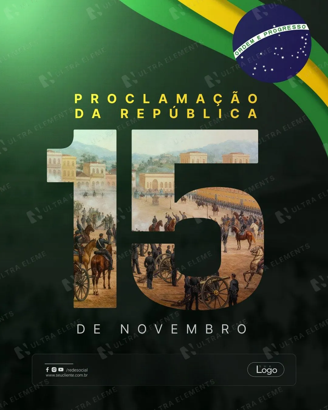 Post Proclamação da República: número 15 com pintura histórica (feed verde)