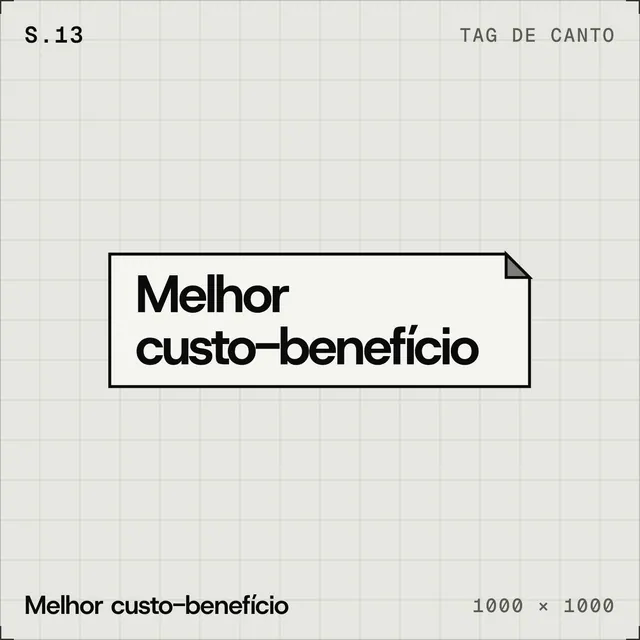 Selo plano Melhor custo-benefício: tag de canto em 2 linhas