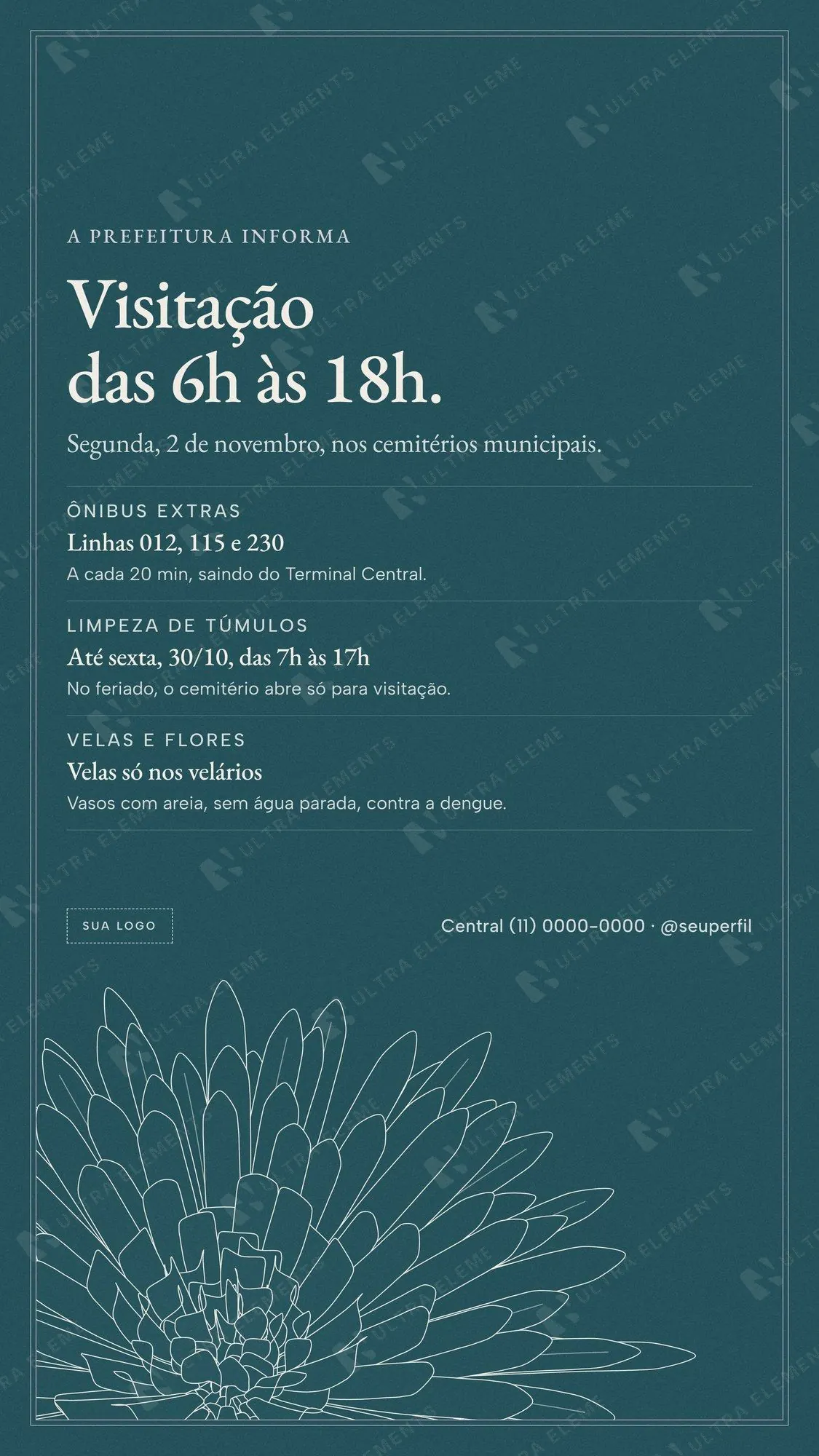 Story A prefeitura informa em Finados: visitação das 6h às 18h, ônibus extras e limpeza de túmulos