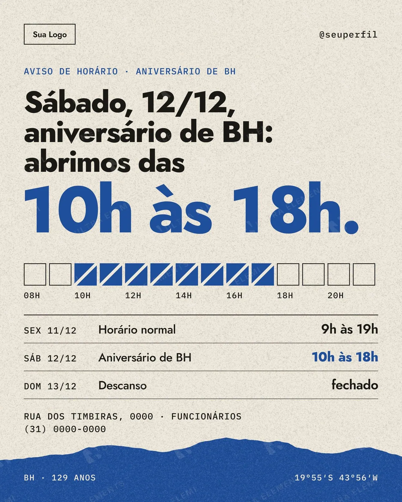 Post Aniversário de Belo Horizonte: horário de funcionamento no sábado 12/12 com régua em quadras — imagem 1 de 2