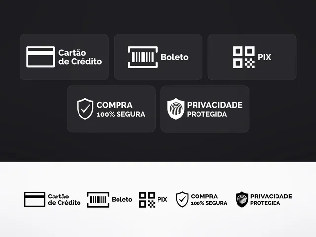 Selos de pagamento e compra segura para checkout e landing page: Cartão, Boleto, PIX