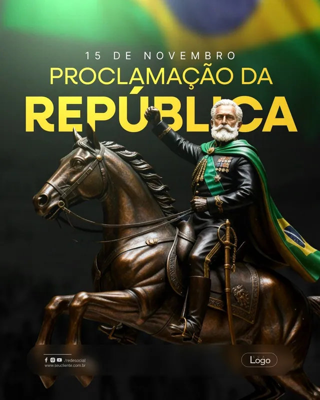 Post Proclamação da República: estátua equestre de bronze (feed escuro)