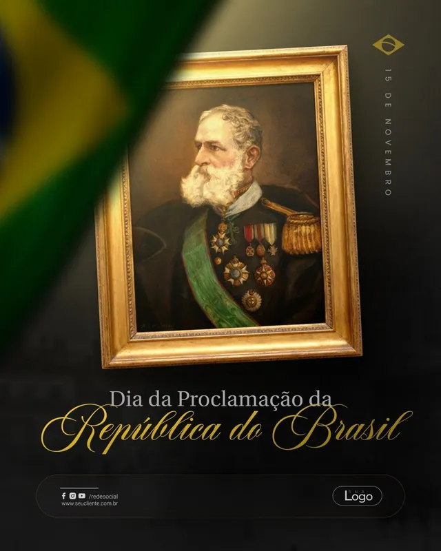 Post Proclamação da República: retrato em moldura dourada (feed escuro)