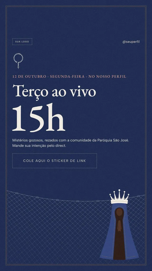 Story Terço ao vivo às 15h em 12/10: Nossa Senhora Aparecida sobre a rede de 1717
