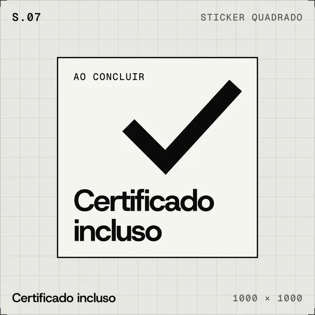 Selo plano Certificado incluso: quadrado com check grande