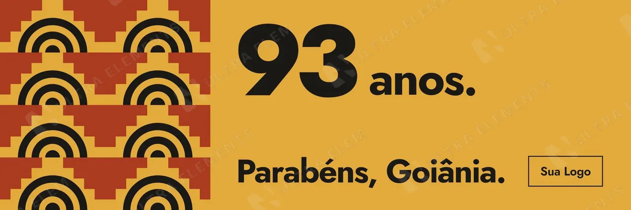 Outdoor Aniversário de cidade 9×3 m: '93 anos. Parabéns, Goiânia.' com azulejos art déco — imagem 1 de 2
