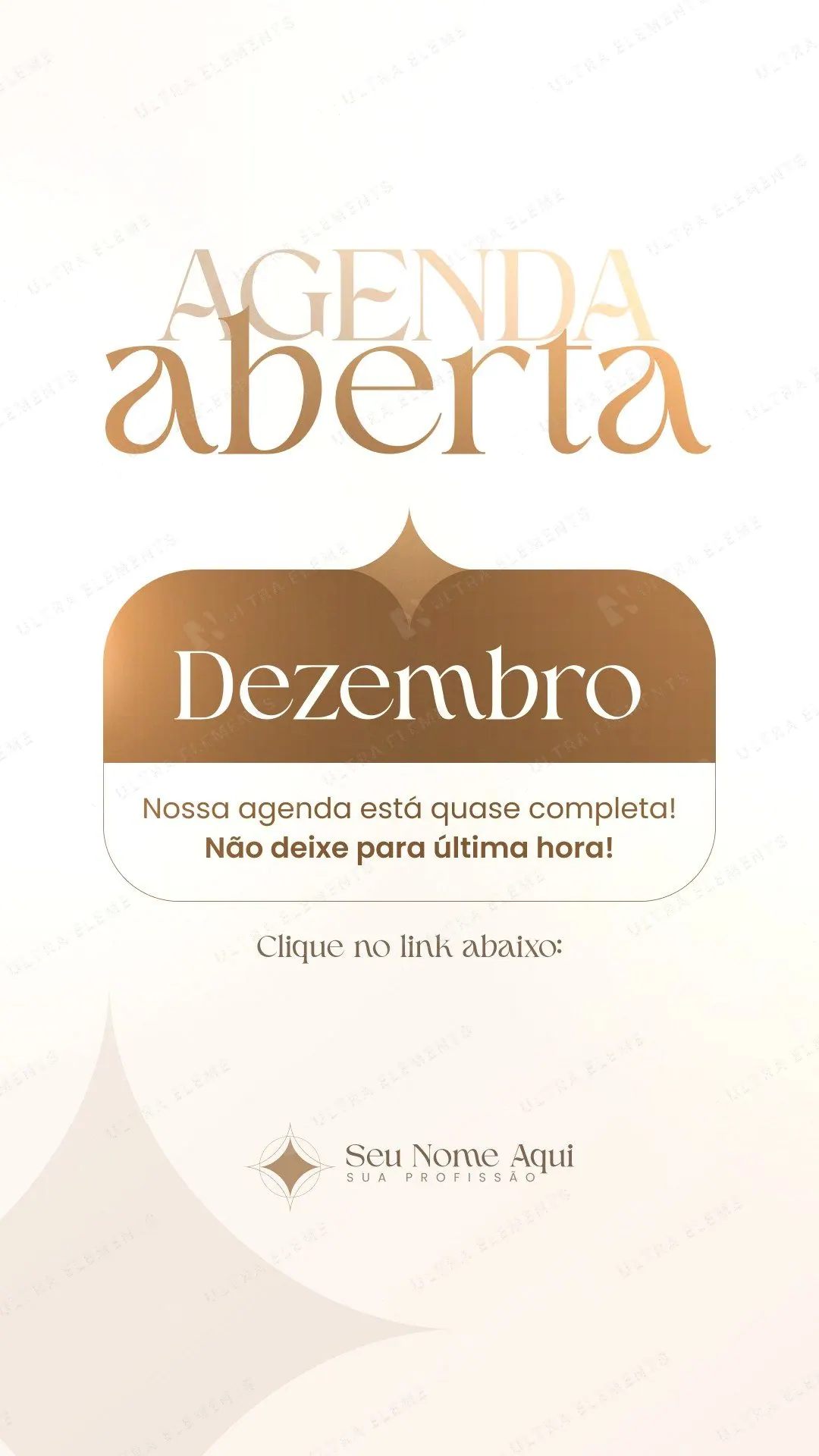 Story Agenda Aberta dourado minimalista com espaço para link
