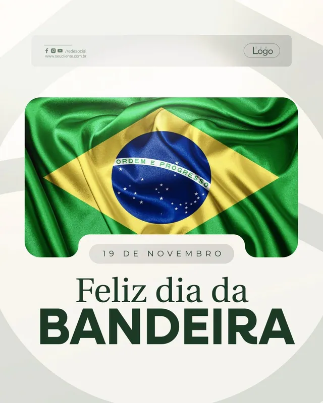 Post Dia da Bandeira: bandeira em moldura arredondada (feed)