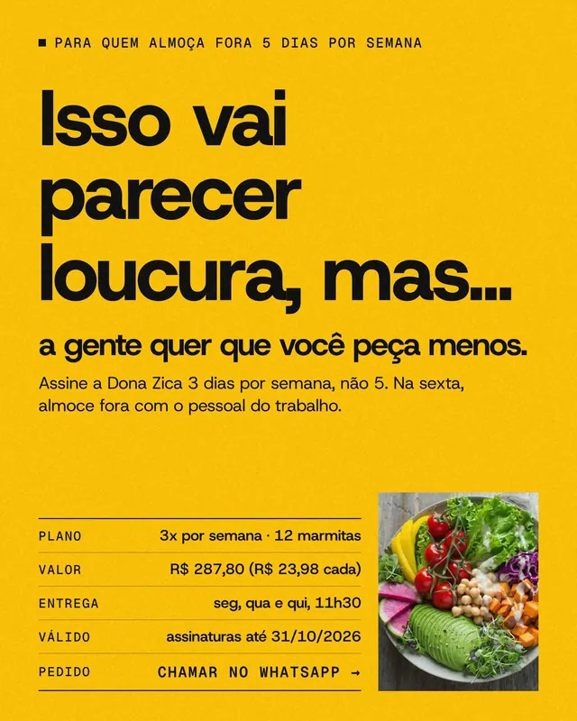 Anúncio nativo lo-fi para Meta Ads “Isso vai parecer loucura, mas…” em amarelo com tabela de oferta (feed + story)