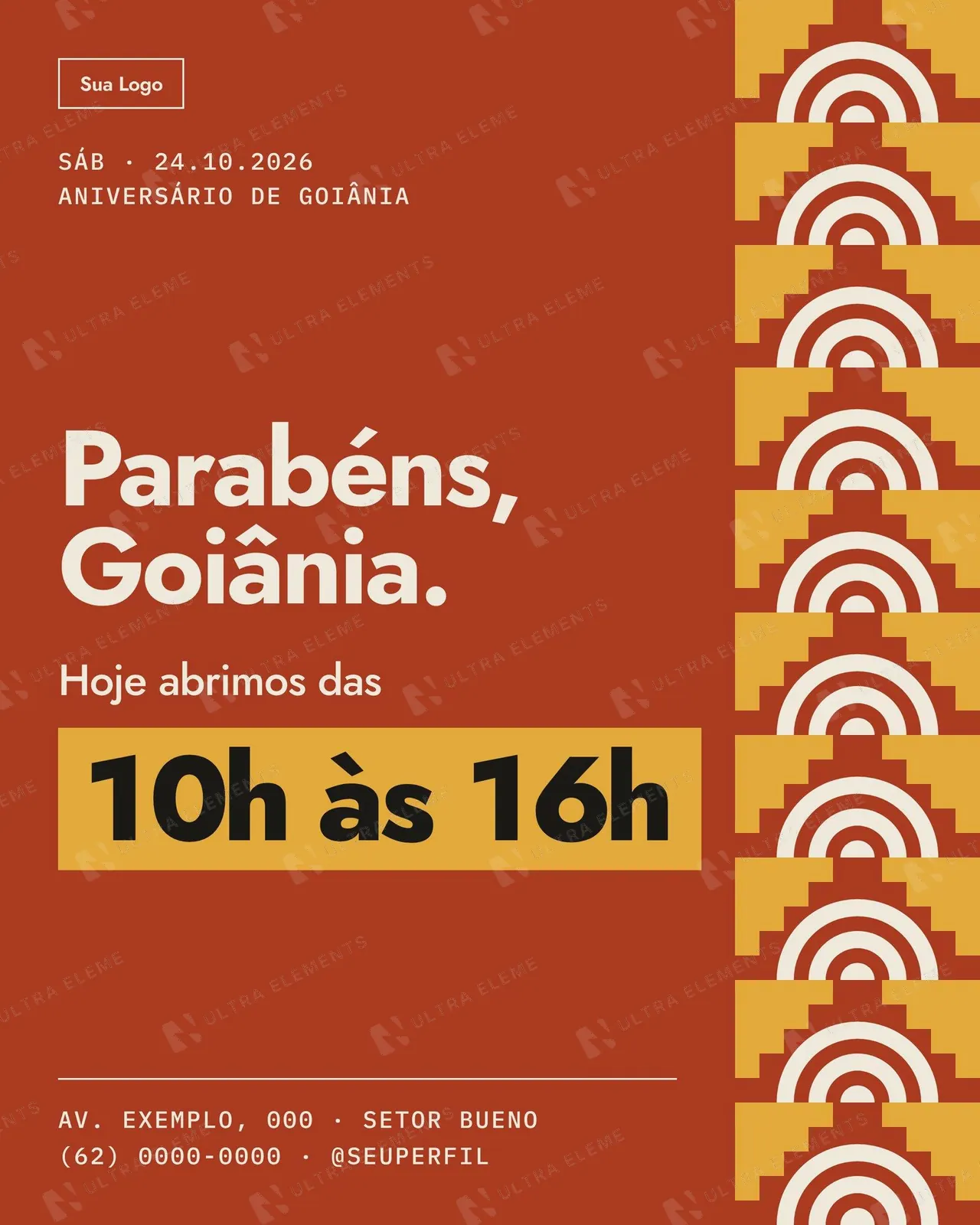 Post Aniversário de cidade para comércio: 'Parabéns, Goiânia.' e horário de funcionamento no feriado — imagem 1 de 2