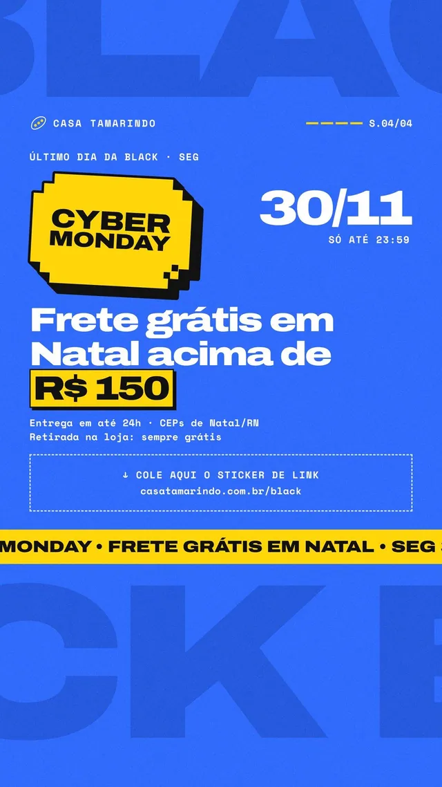 Story Cyber Monday: frete grátis e espaço para sticker de link