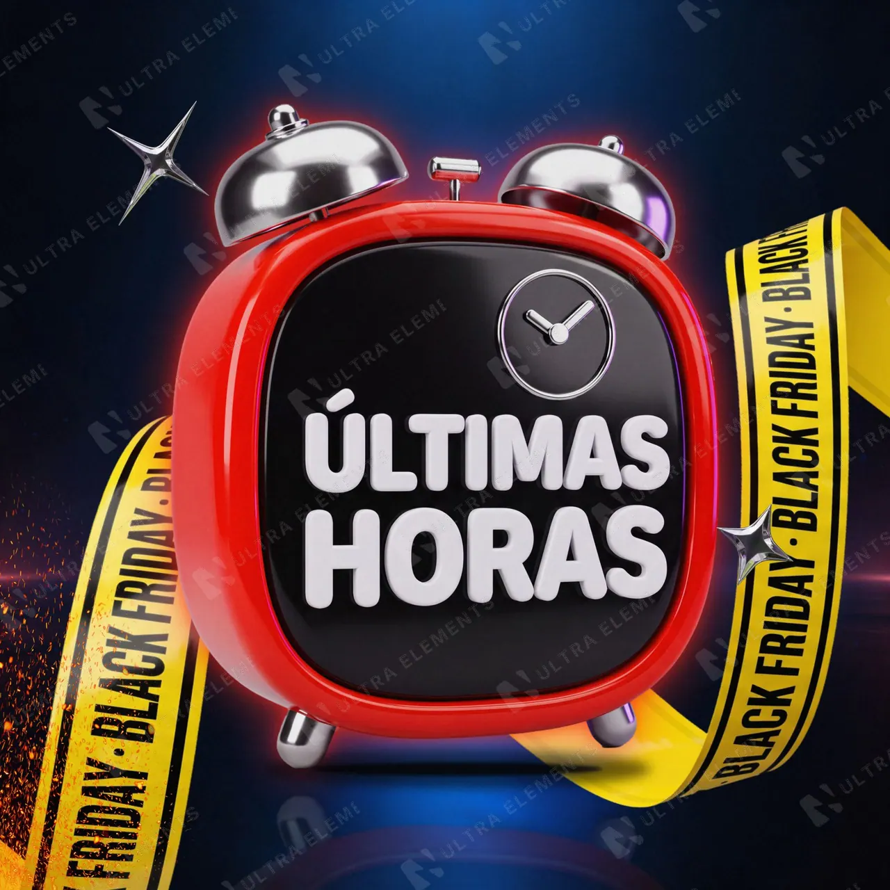 Selo 3D Últimas Horas em forma de despertador vermelho, amarelo ou verde (PNG e editável) — imagem 1 de 5