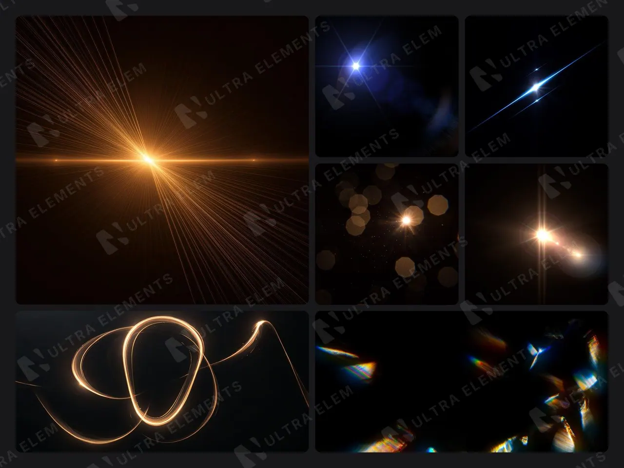 Luzes e lens flares em fundo preto (7 efeitos em alta resolução) — imagem 1 de 8