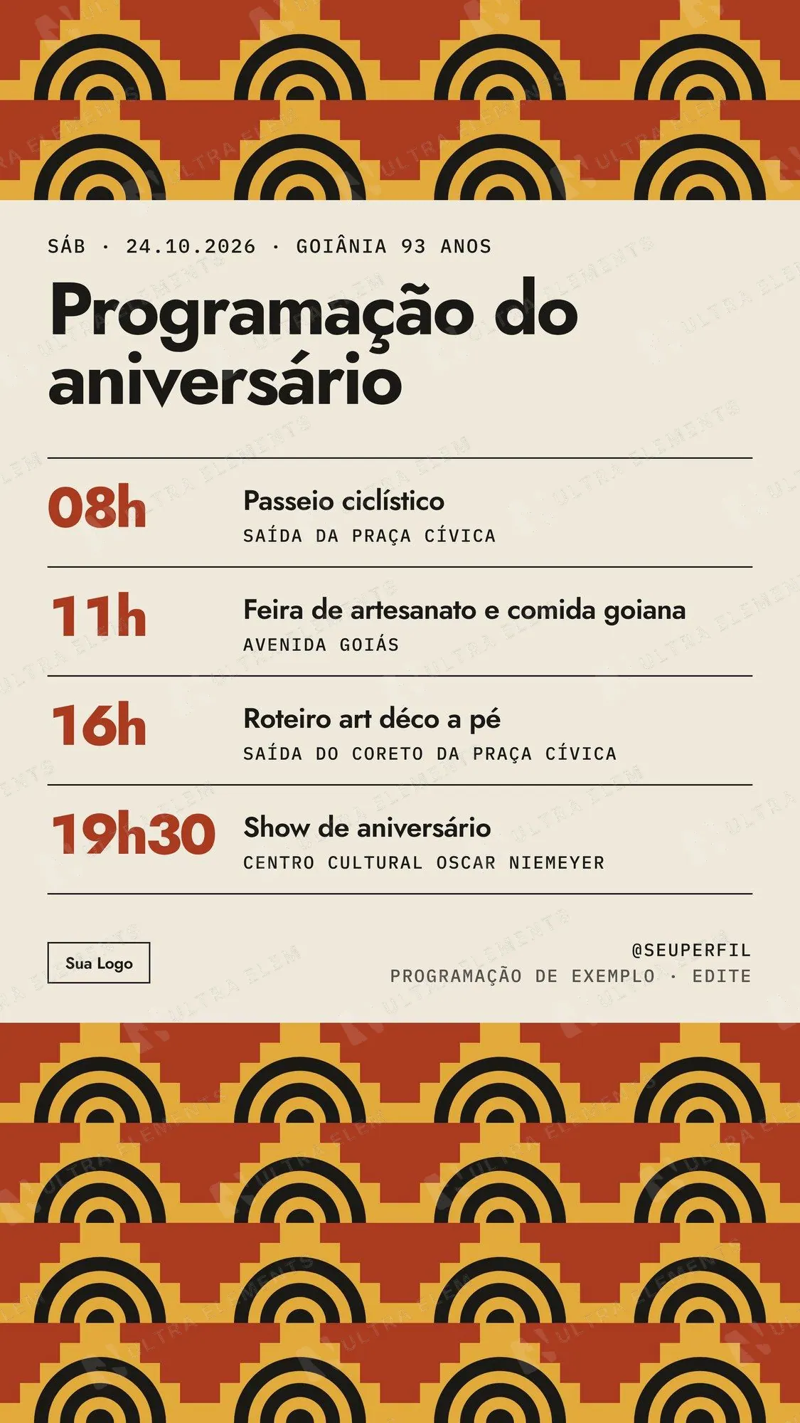 Story Aniversário de cidade: 'Programação do aniversário' com 4 horários e locais (Goiânia 93)