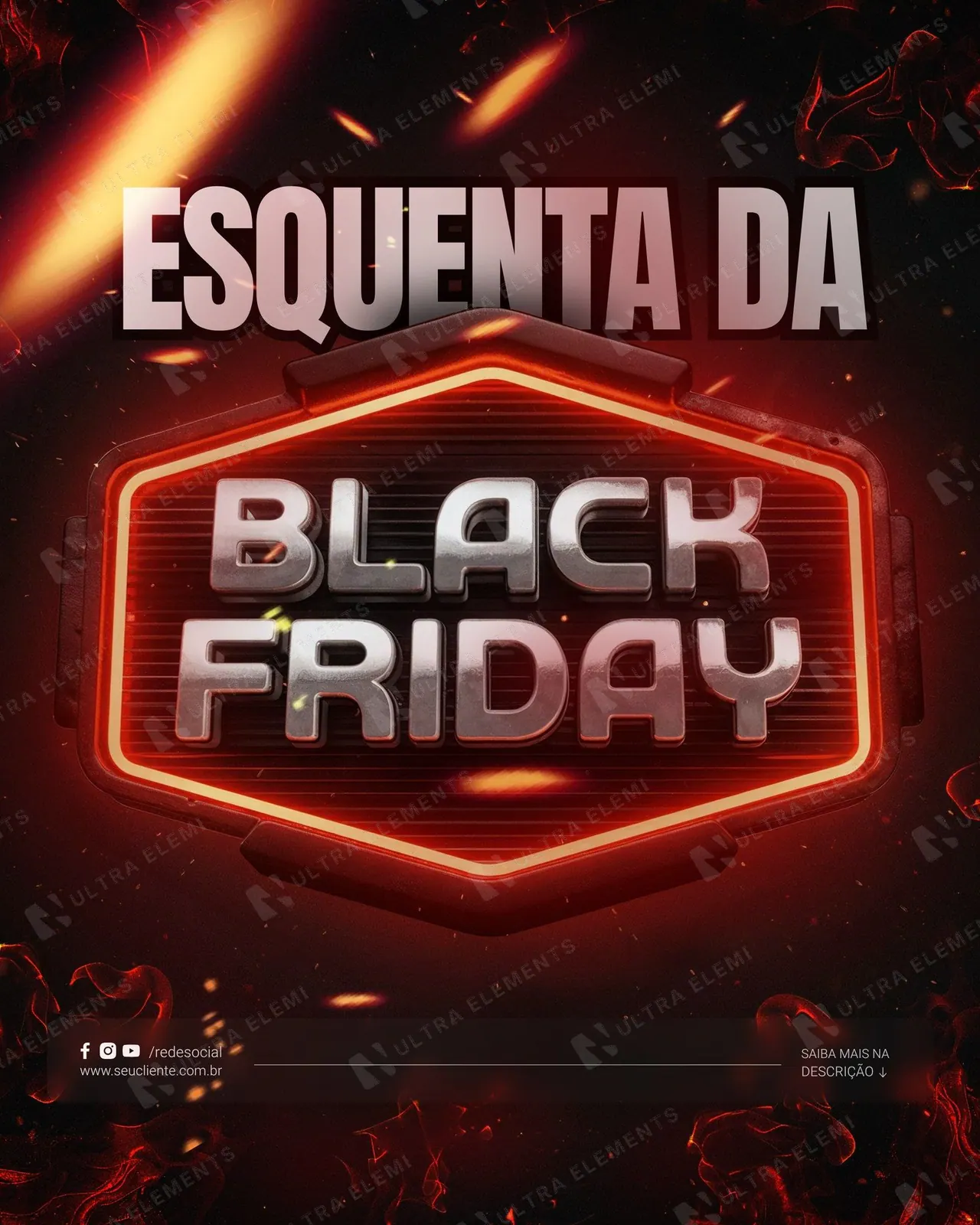 Post Esquenta da Black Friday: título condensado e selo neon (feed)