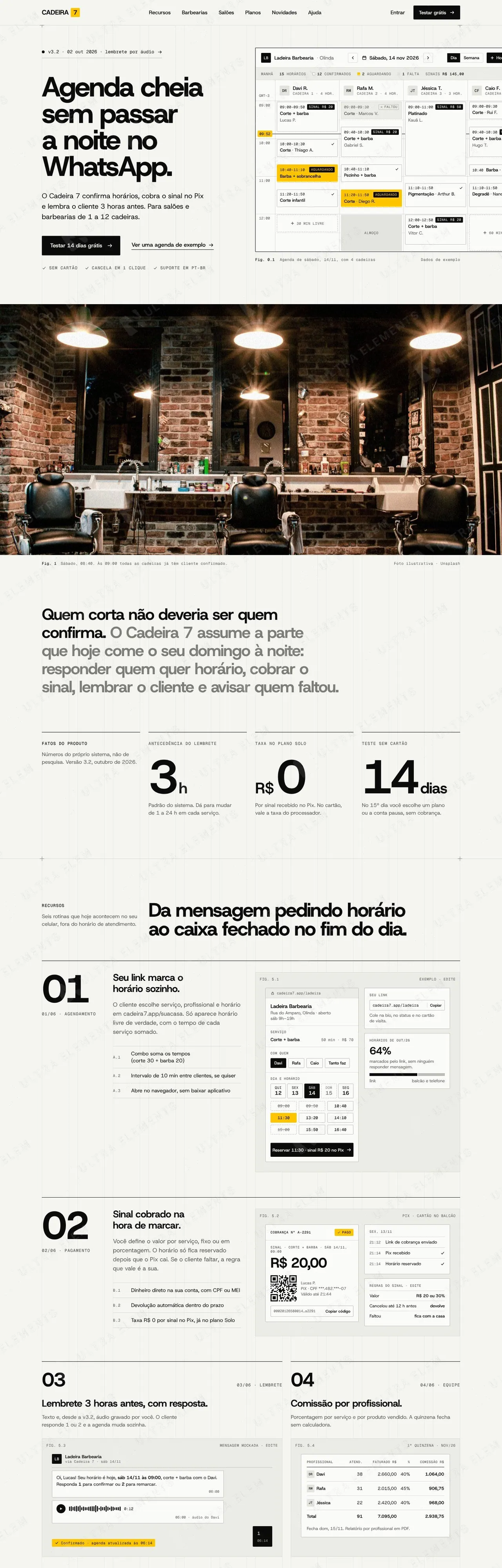LP de SaaS: agenda online, lembrete e sinal via Pix para salões e barbearias — imagem 1 de 12