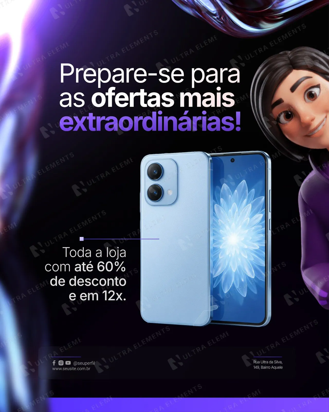 Post Black Friday roxo: oferta de smartphones com até 60% off (feed)