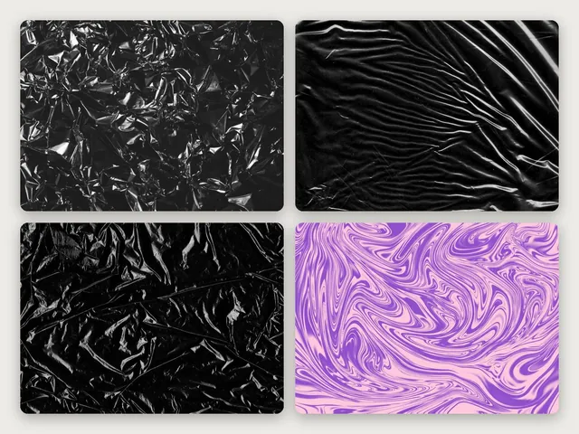 Texturas de plástico preto + fundo líquido roxo (4 fundos em alta resolução)
