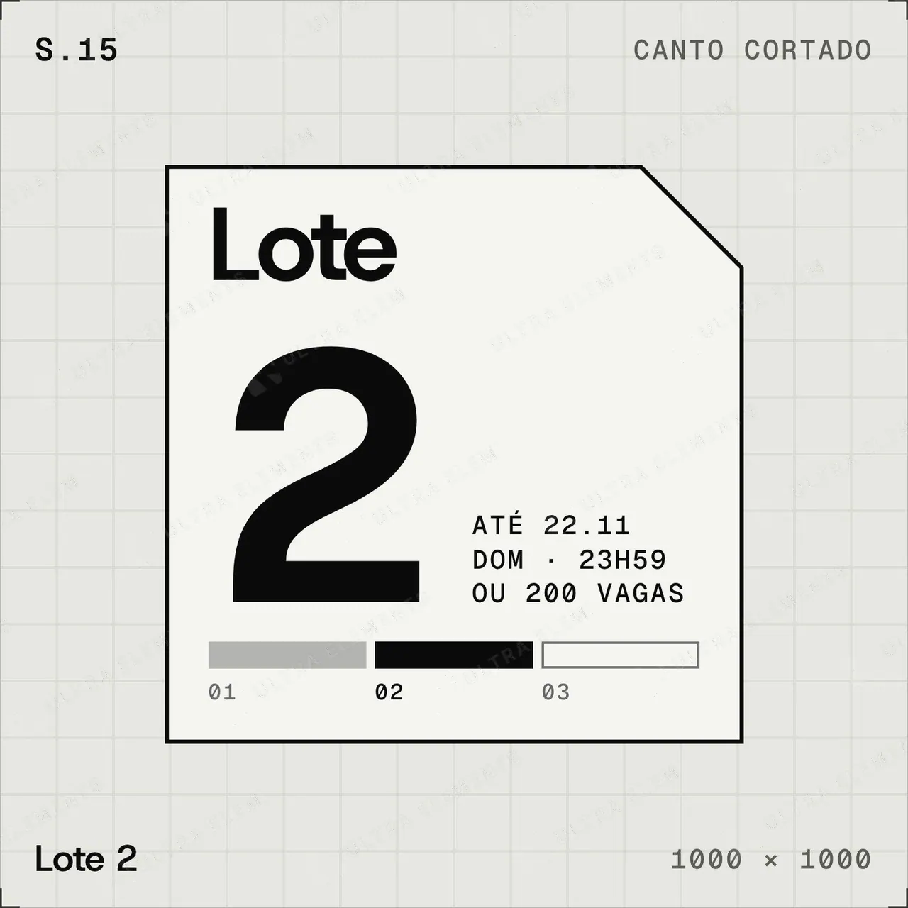 Selo plano Lote 2: número gigante e régua de lotes — imagem 1 de 4