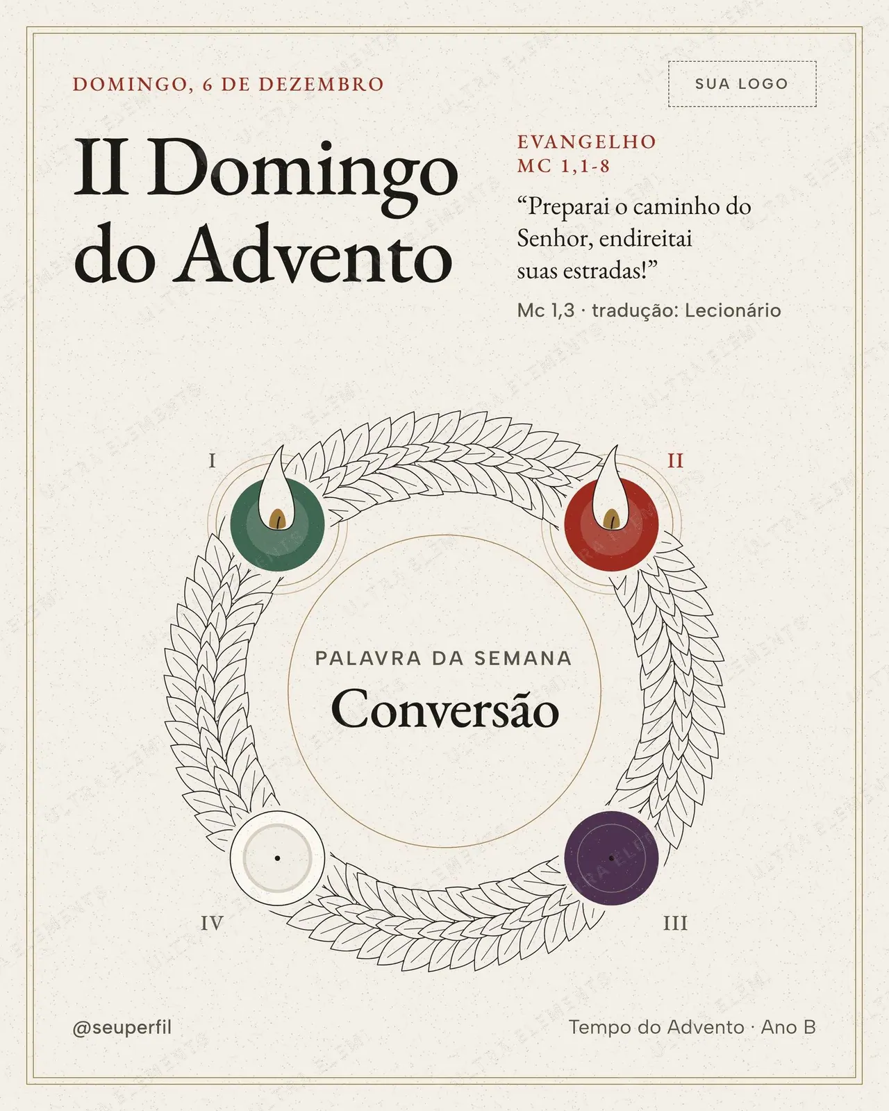 Post II Domingo do Advento em quatro cores: velas verde e vermelha acesas, Conversão — imagem 1 de 2
