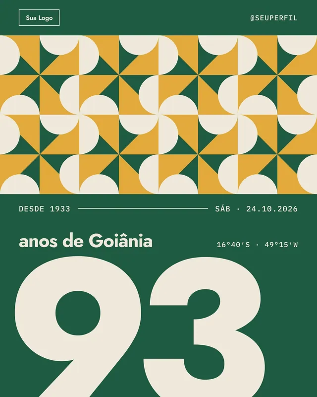 Post Aniversário de cidade: idade gigante sobre verde-mata com azulejos de folha e triângulo