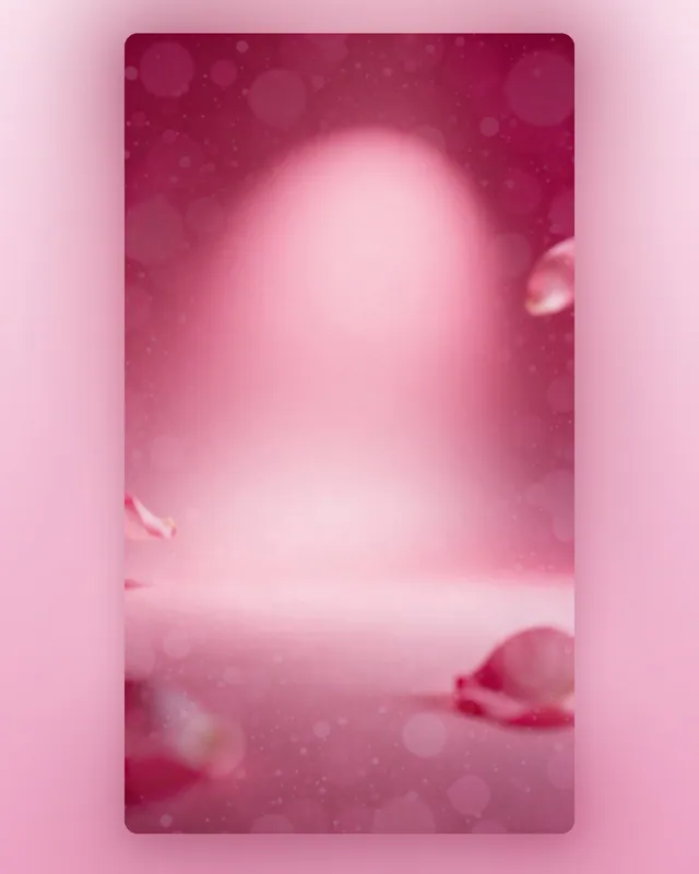 Fundo de estúdio rosa com spot de luz e pétalas desfocadas (story e feed)
