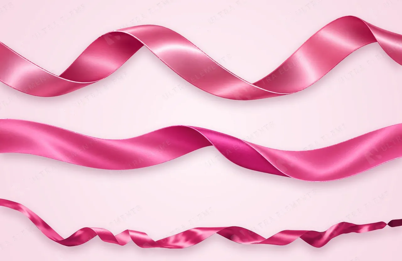 Fitas de cetim rosa 3D em PNG: espiral, meia-torção e panorâmica para carrossel — imagem 1 de 3