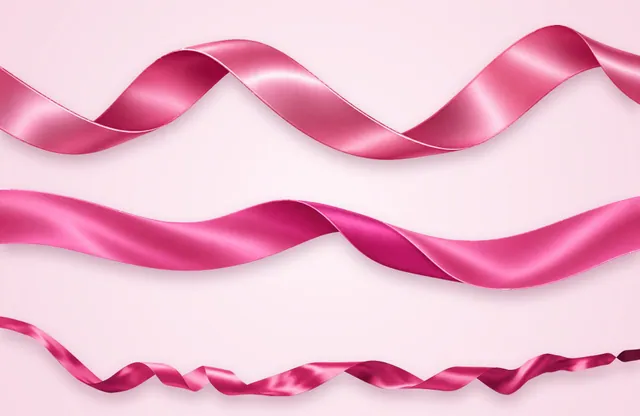 Fitas de cetim rosa 3D em PNG: espiral, meia-torção e panorâmica para carrossel