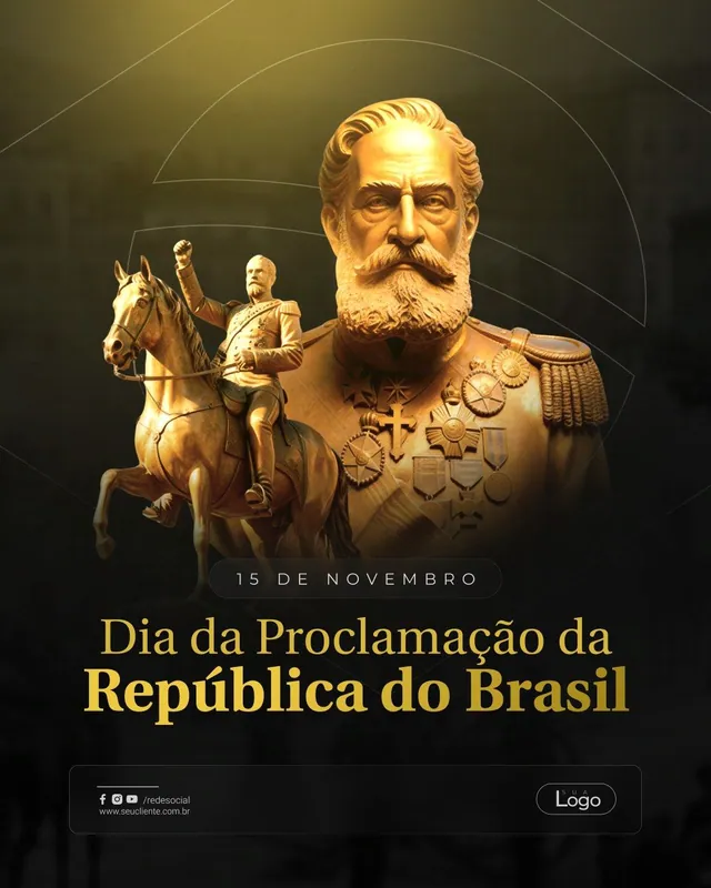 Post e story Proclamação da República: busto e estátua dourados (escuro)
