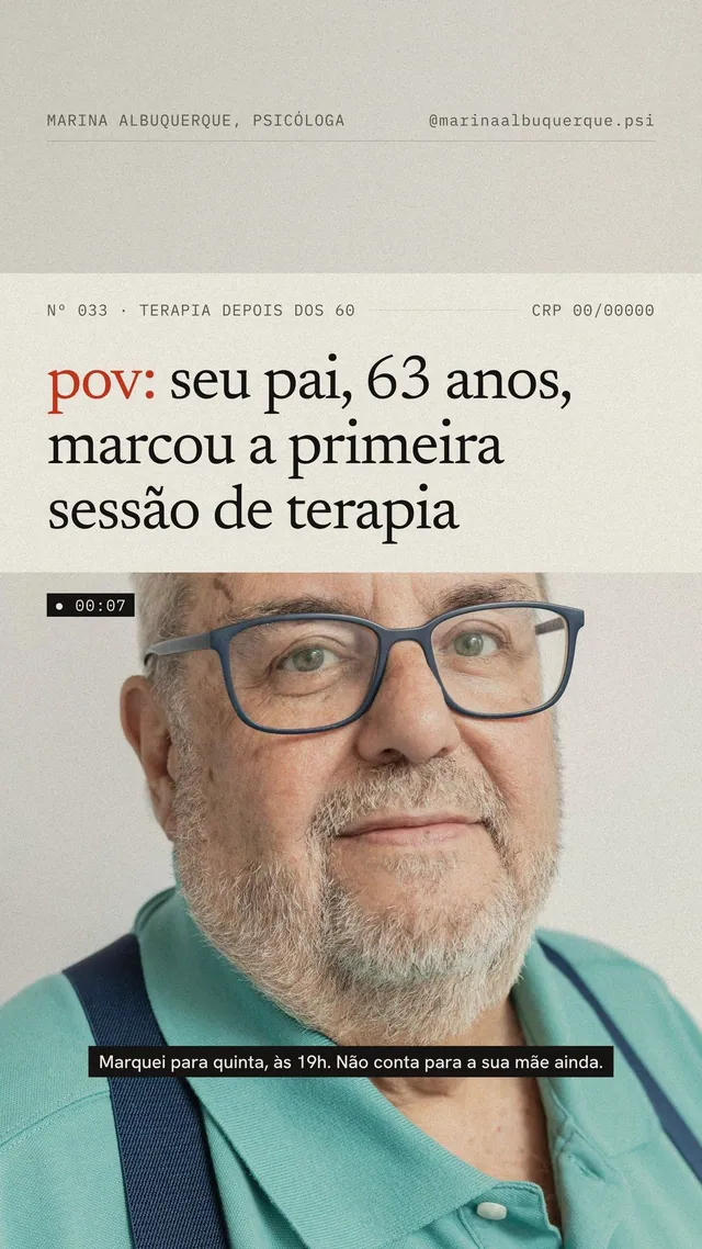 Capa de Reels para psicóloga estilo revista: pov com foto sangrando e faixa de papel