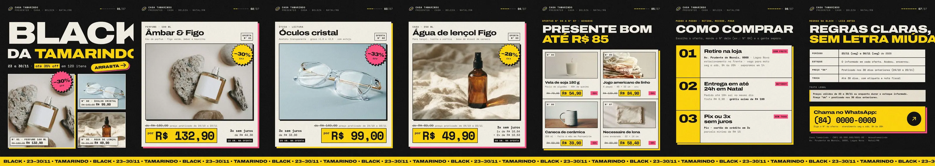 Carrossel de ofertas Black Friday para loja local (7 slides, 4:5 e 3:4)