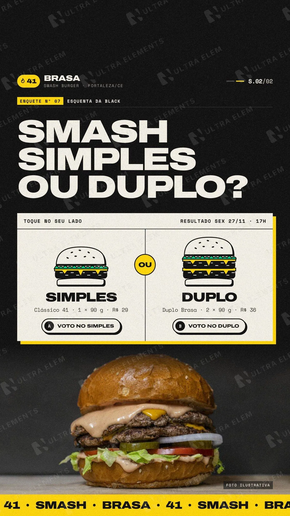 Story enquete de hamburgueria: smash simples ou duplo? — imagem 1 de 2