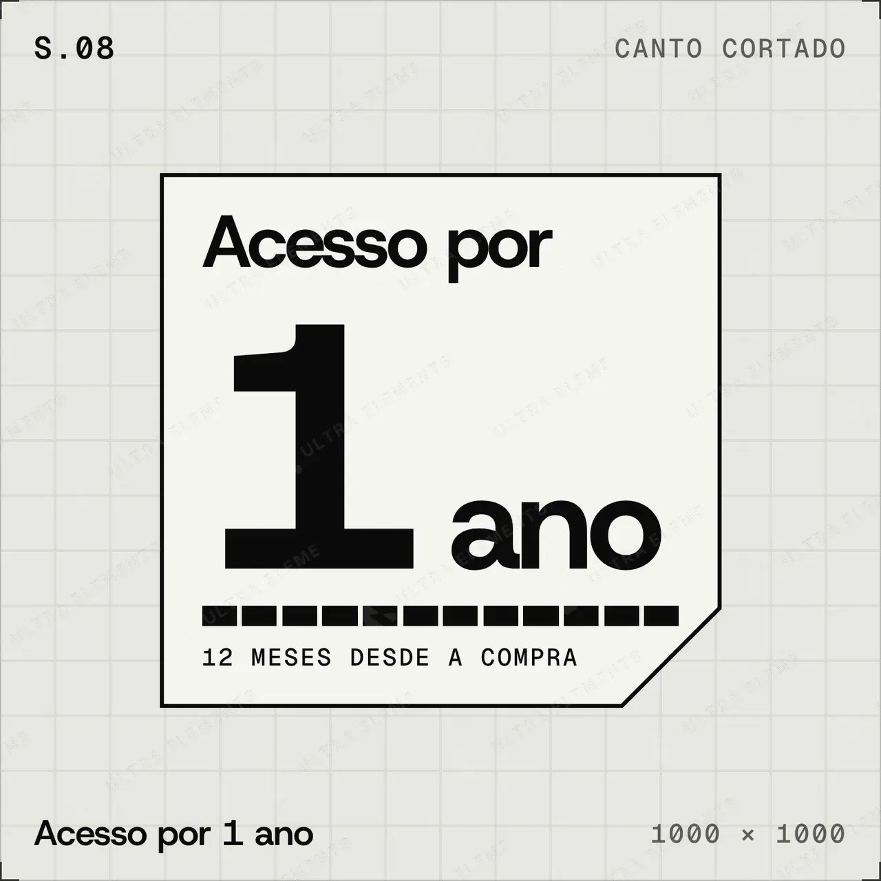 Selo plano Acesso por 1 ano: canto cortado com régua de 12 meses — imagem 1 de 4