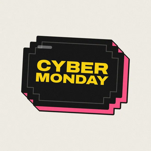 Selo 3D Cyber Monday: placa pixelada