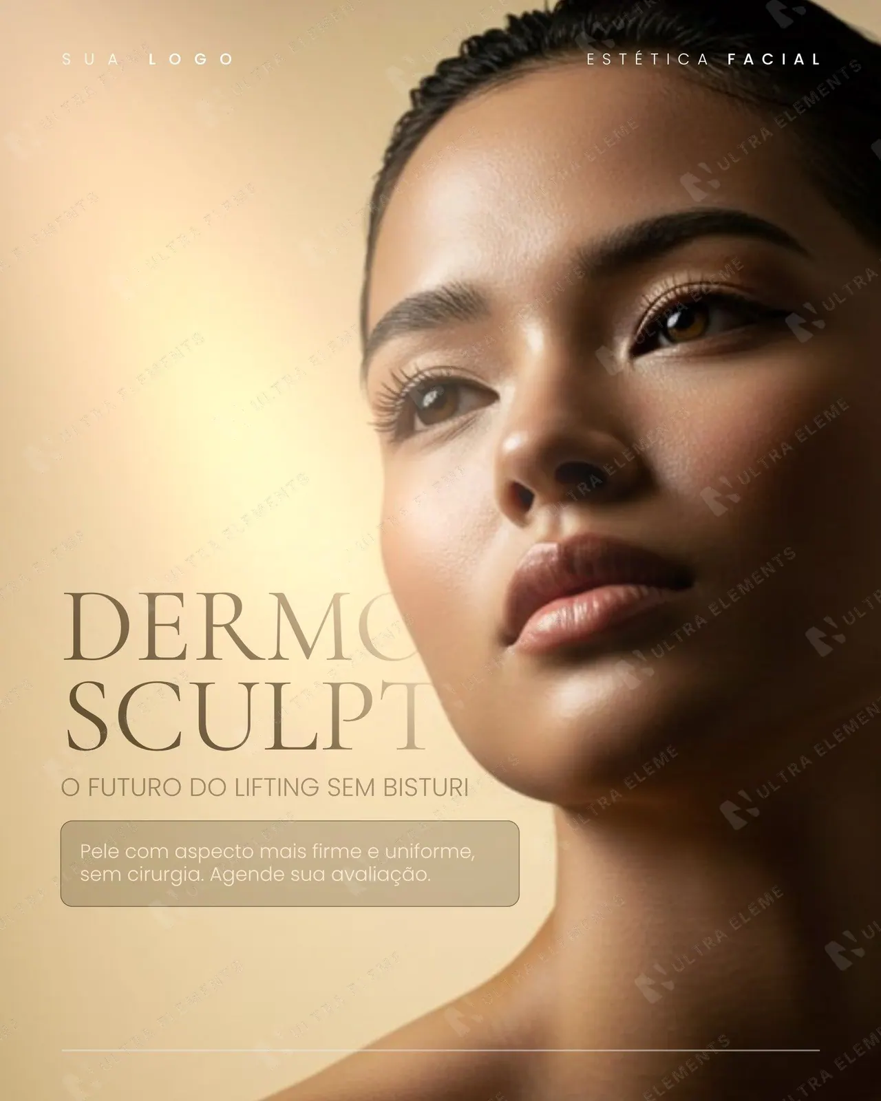 Post clínica de estética: Dermo Sculpt, lifting sem bisturi em luz dourada (feed)