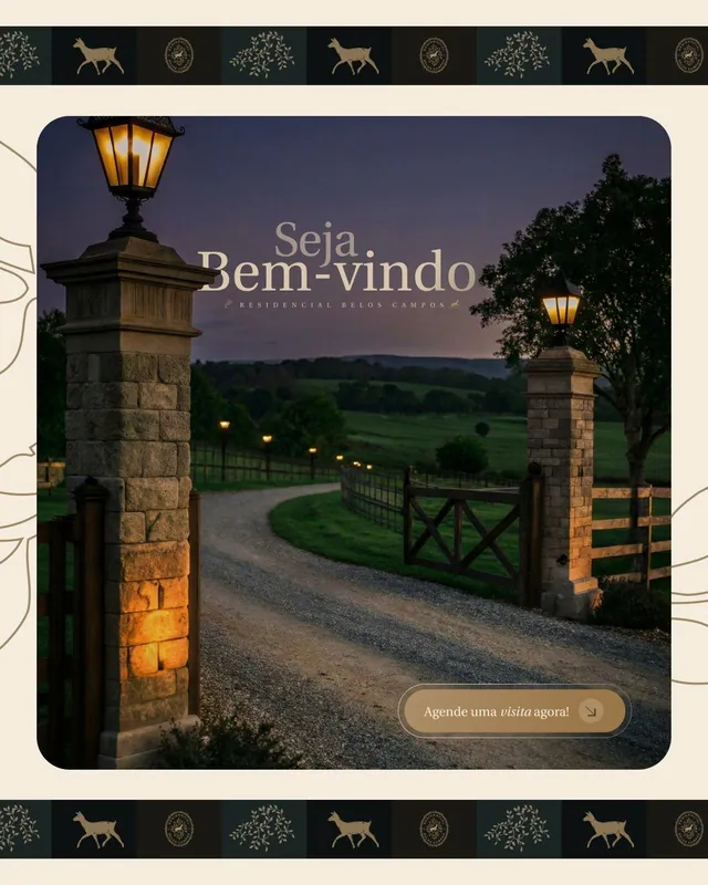 Post imobiliária de alto padrão: Seja bem-vindo com portal iluminado (feed)
