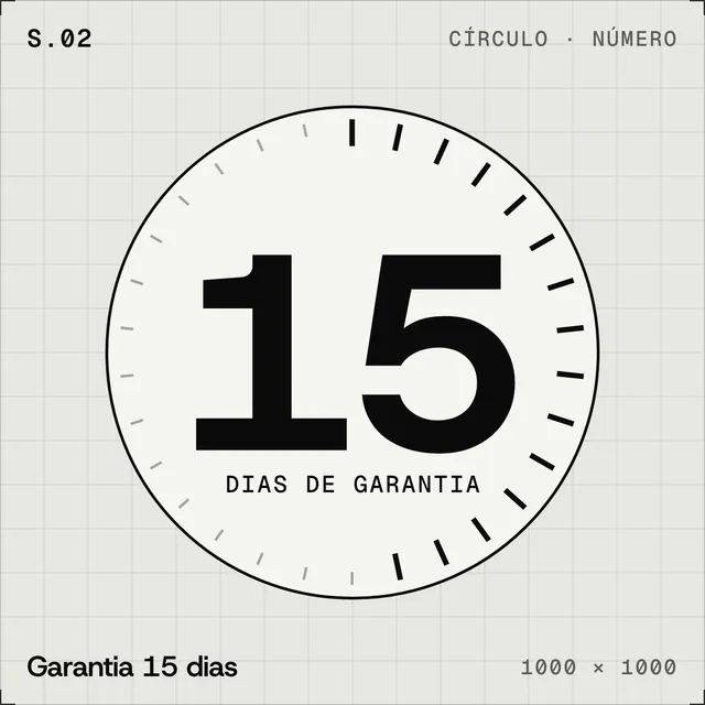 Selo plano Garantia 15 dias: círculo com anel de 30 marcas