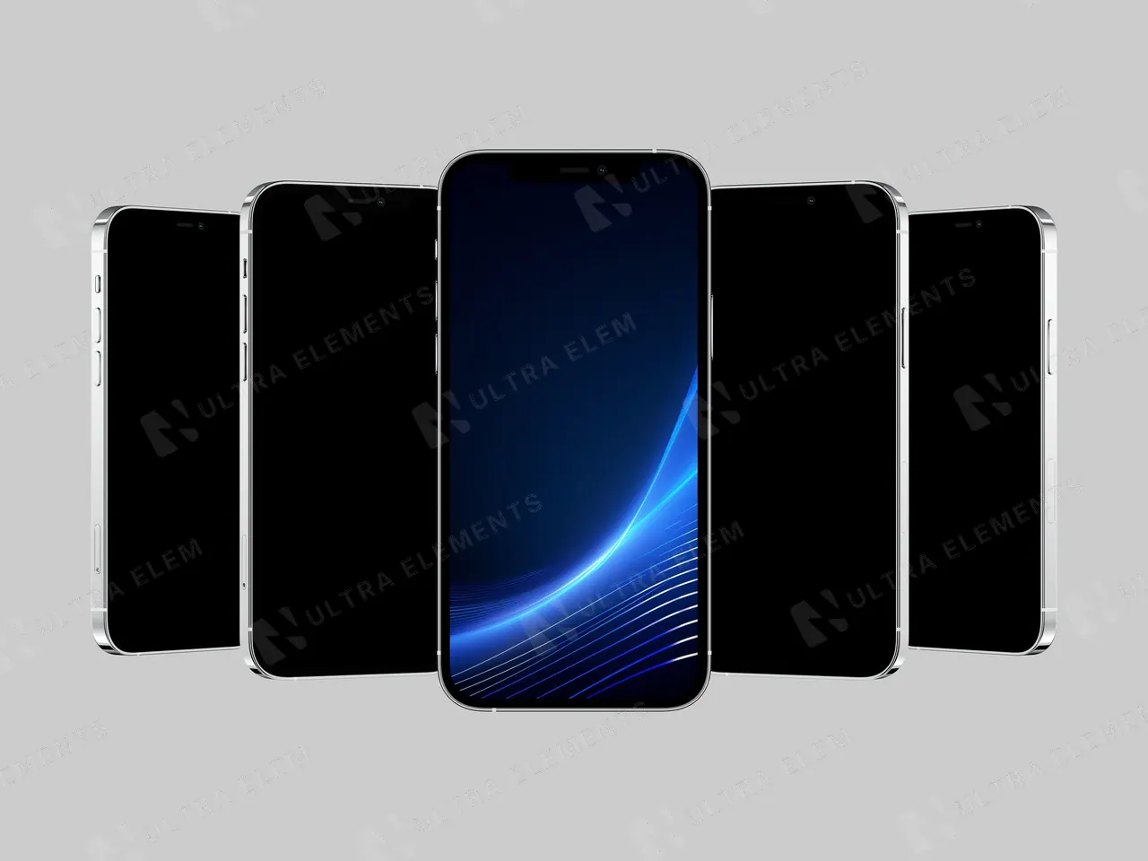 Mockups iPhone 12 Pro em 5 ângulos com PNGs transparentes — imagem 1 de 3