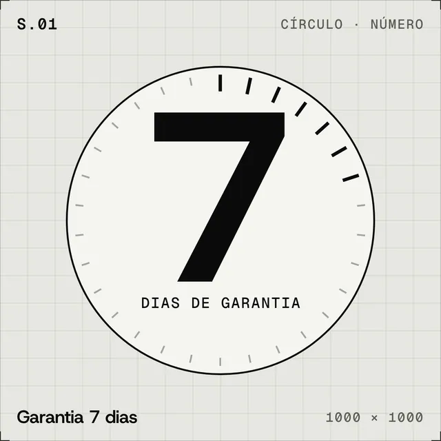 Selo plano Garantia 7 dias: círculo com anel de 30 marcas