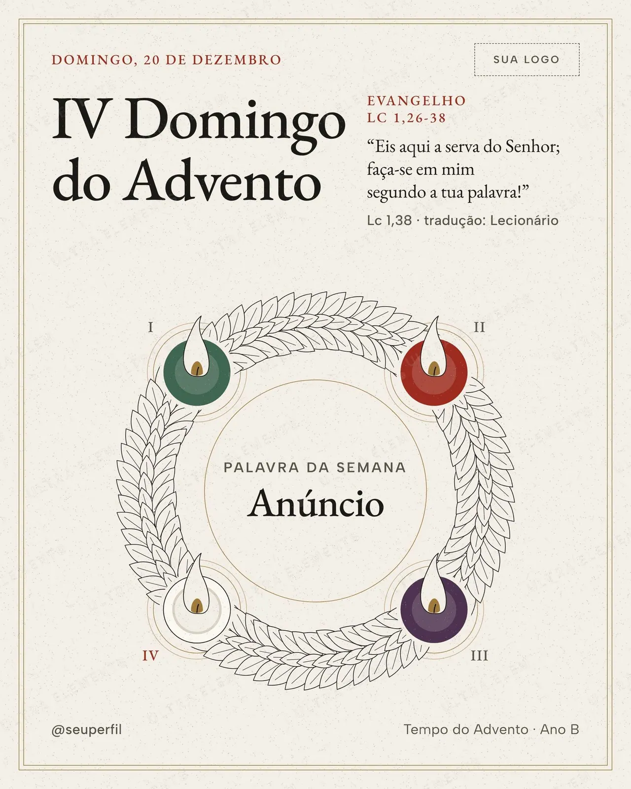 Post IV Domingo do Advento em quatro cores: as 4 velas acesas com a branca, Anúncio — imagem 1 de 2