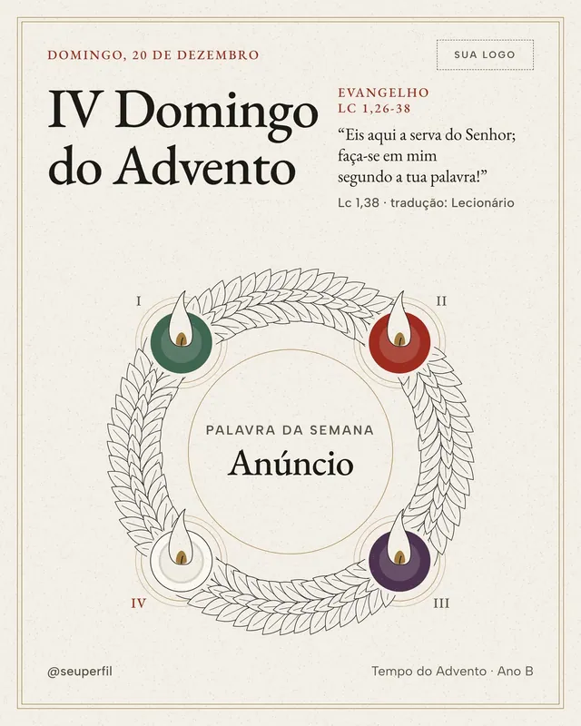 Post IV Domingo do Advento em quatro cores: as 4 velas acesas com a branca, Anúncio
