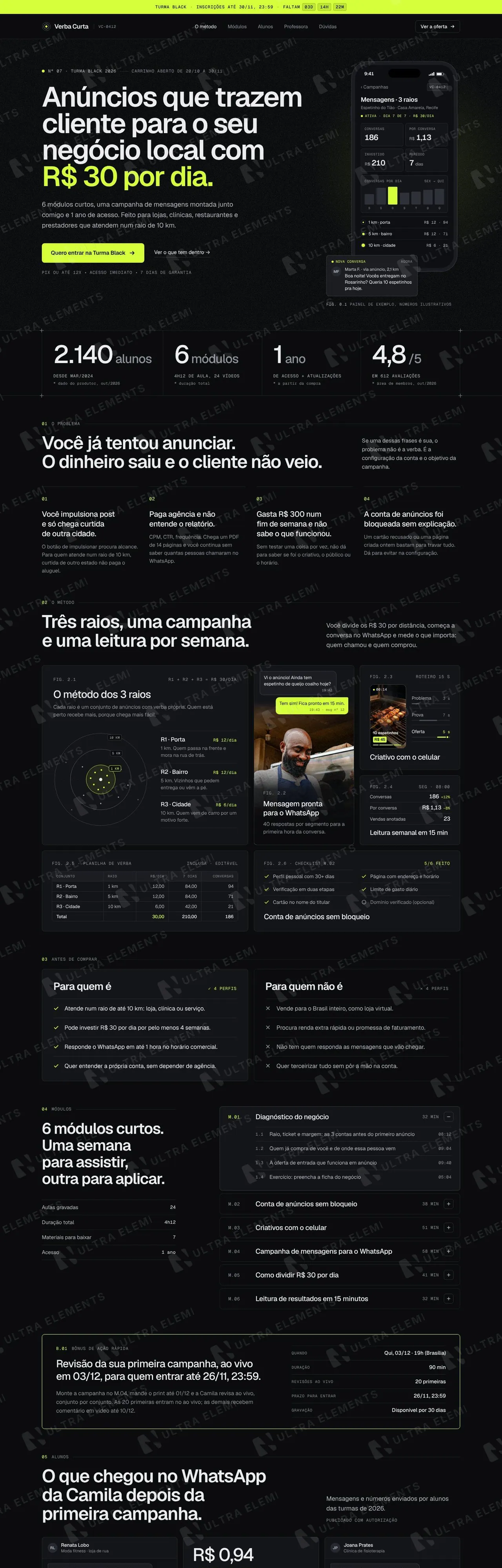 LP Black Friday para curso online: Turma Black com contador, stack e 12x — imagem 1 de 5