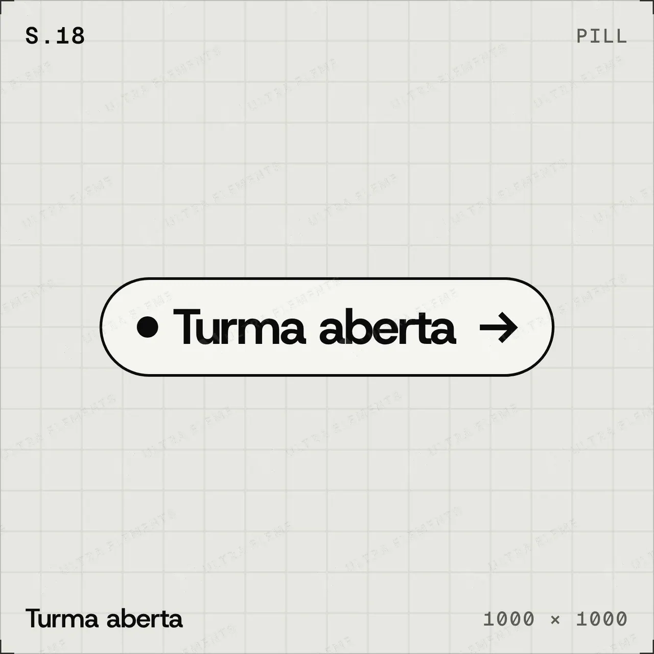 Selo plano Turma aberta: pílula com ponto e seta — imagem 1 de 4