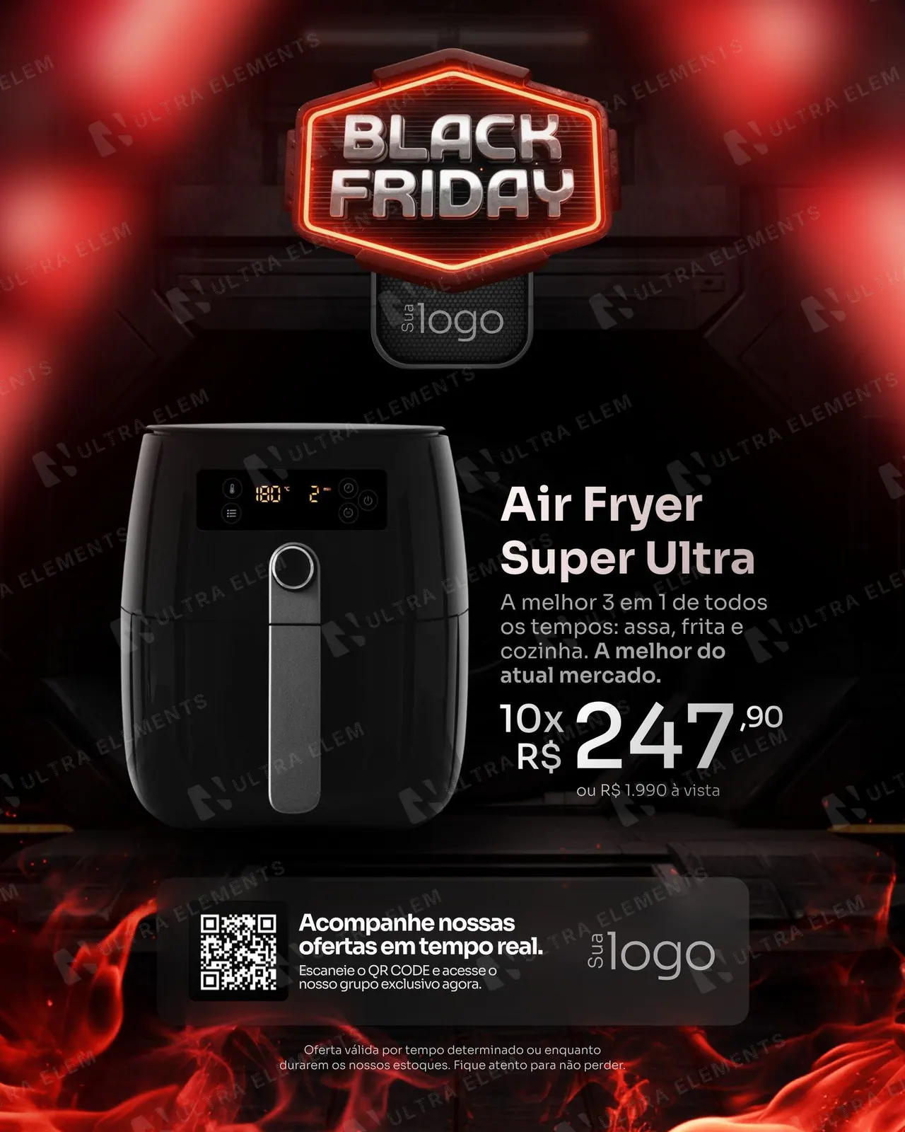 Post Esquenta Black Friday: oferta de air fryer com QR Code (feed)